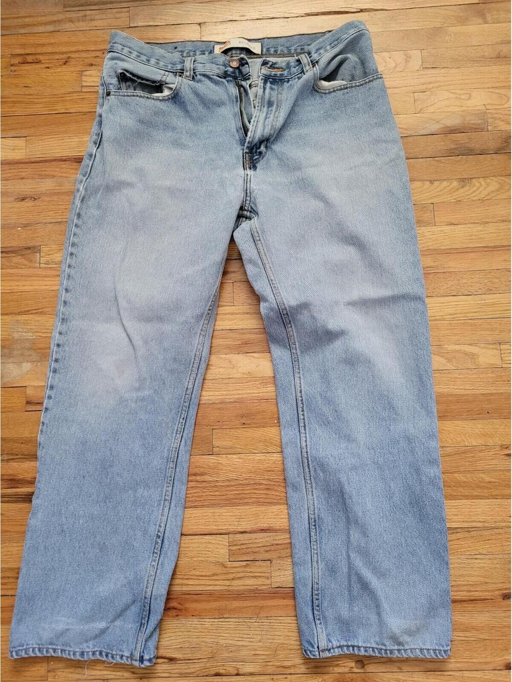 Mens Blue Jeans Route 66 Relaxed Straight Style Size 34x30 Good Condition